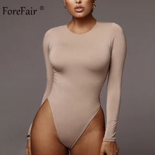 Load image into Gallery viewer, Forefair Sexy Skinny Solid Long Sleeve Bodysuit Women Bodys Top Autumn Winter Female Elegant O Neck Slim White Black Bodysuit
