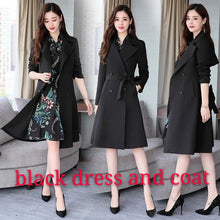 Load image into Gallery viewer, Spring Autumn Trench Coat Slim OL Ladies Trench Coat Women Dress Women Windbreakers Plus Size Two Pieces Women Sets Trench Coats
