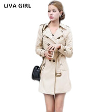 Load image into Gallery viewer, 1PC Trench Coat For Women Double Breasted Slim Fit Long Spring Coat Casaco Feminino Abrigos Mujer Autumn Outerwear
