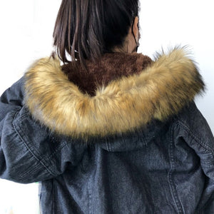 LUZUZI 2019 New Warm Winter Bomber Women Winter Autumn Hooded Girls Coat Jeans Denim Jackets Basic Ladies Top Windbreaker Female