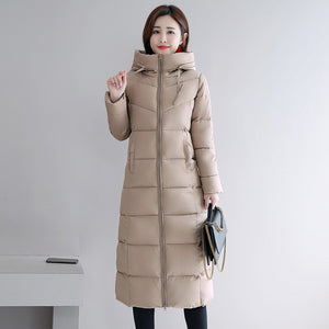 2019 Winter Women Jacket X-long Hooded Cotton Padded Female Coat High Quality Warm Outwear Womens Parka Manteau Femme Hiver