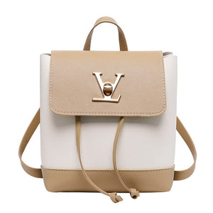 LISM Ladies bag fashion contrast color lock small backpack mini slung ladies shoulder bag shoulder bag mobile phone bag