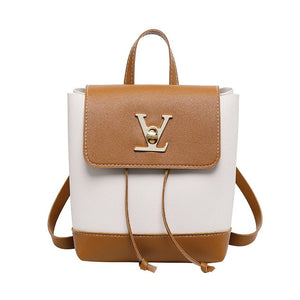 LISM Ladies bag fashion contrast color lock small backpack mini slung ladies shoulder bag shoulder bag mobile phone bag