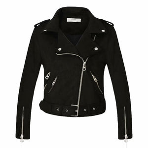 2020 New Arrial Women Autumn Winter Suede Faux Leather Jackets Lady Fashion Matte Motorcycle Coat Biker Gray Pink Beige Outwear