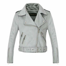Load image into Gallery viewer, 2020 New Arrial Women Autumn Winter Suede Faux Leather Jackets Lady Fashion Matte Motorcycle Coat Biker Gray Pink Beige Outwear
