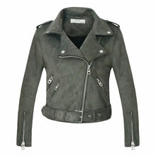 Load image into Gallery viewer, 2020 New Arrial Women Autumn Winter Suede Faux Leather Jackets Lady Fashion Matte Motorcycle Coat Biker Gray Pink Beige Outwear
