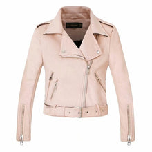 Load image into Gallery viewer, 2020 New Arrial Women Autumn Winter Suede Faux Leather Jackets Lady Fashion Matte Motorcycle Coat Biker Gray Pink Beige Outwear

