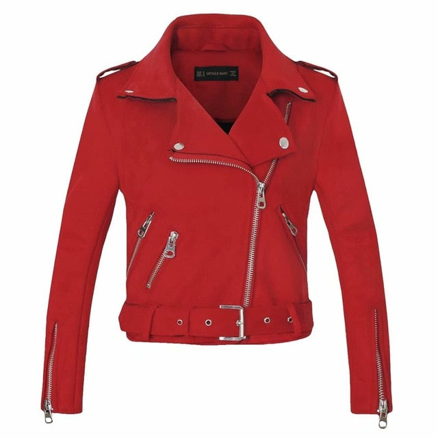 2020 New Arrial Women Autumn Winter Suede Faux Leather Jackets Lady Fashion Matte Motorcycle Coat Biker Gray Pink Beige Outwear