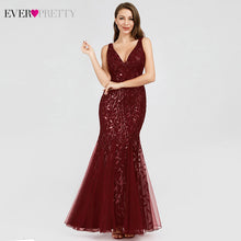 Load image into Gallery viewer, Formal Evening Dresses 2020 Ever Pretty New Mermaid O Neck Short Sleeve Lace Appliques Tulle Long Party Gowns Robe Soiree Sexy
