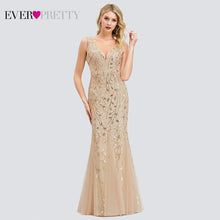 Load image into Gallery viewer, Formal Evening Dresses 2020 Ever Pretty New Mermaid O Neck Short Sleeve Lace Appliques Tulle Long Party Gowns Robe Soiree Sexy
