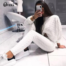 Load image into Gallery viewer, Ohvera Knitted 2 Piece Set Women Long Sleeve Crop Tops And Long Pants Sexy 2018 Winter Sweater Two Piece Set Outfits
