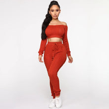 Load image into Gallery viewer, Ohvera Knitted 2 Piece Set Women Long Sleeve Crop Tops And Long Pants Sexy 2018 Winter Sweater Two Piece Set Outfits
