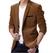 Load image into Gallery viewer, Brand Mens Corduroy Blazers Autumn Spring Fashion Male Slim Fat Casual Suit Jacket Men Blazer Masculino Clothing Vetement Homme
