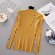 Load image into Gallery viewer, New Fashion Button Turtleneck Sweater Women Spring Autumn Solid Knitted Pullover Women Slim Soft Jumper Sweater Female Knit Tops
