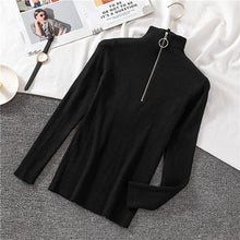 Load image into Gallery viewer, OCEANLOVE Zipper Half Turtleneck Sweater Women Solid Slim Autumn Winter Clothes 2020 Sueter Mujer Basic Fashion Pullovers 12605
