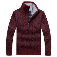 Load image into Gallery viewer, Autumn Men's Thick Warm Knitted Pullover Solid Long Sleeve Turtleneck Sweaters Half Zip Wool Fleece Winter Coat Comfy Clothing
