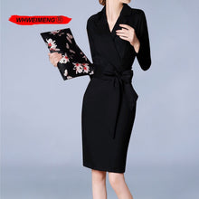 Load image into Gallery viewer, Office Pencil Dress Women 2020 V-Neck Sashes Work Business Ladies Bodycon Dress Vestidos Elegant Special Occasion Dresses
