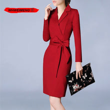 Load image into Gallery viewer, Office Pencil Dress Women 2020 V-Neck Sashes Work Business Ladies Bodycon Dress Vestidos Elegant Special Occasion Dresses
