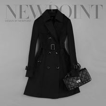 Load image into Gallery viewer, 2019 New Fashion Double Breasted Mid-long Trench Coat Women Khaki Slim Belt Cloak Mujer Windbreaker Female Abrigos Brazil LH810
