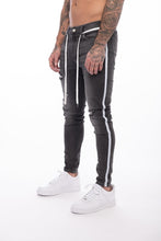 Load image into Gallery viewer, Men&#39;s Painted Skinny Slim Fit Straight Ripped Distressed Pleated Knee Patch Denim Pants Stretch Jeans

