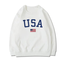Load image into Gallery viewer, USA Letter print New women fashion Long Sleeve Hoodie Sweatshirt Harajuku Jumper Hooded Pullover Casual Loose White chic Tops
