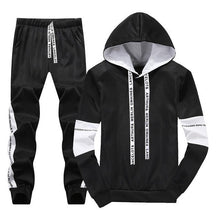 Load image into Gallery viewer, White Black Men Hoodies Set Fashion 2019 Autumn Brand Casual Tracksuit Mens Set Sports Two Piece Patchwork Hoodie Pant Male Suit
