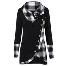 Load image into Gallery viewer, Women Tops Irregular New Spring Autumn Plaid Button Turtleneck Tunic Pullover Tops Fashion Long Sleeve Shirt Tops 2020 fashion
