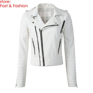 2020 New Fashion Women Spring Autumn Soft Faux Leather Jackets Lady Motorcyle Zippers Biker Blue Coats Black Outerwear Hot Sale