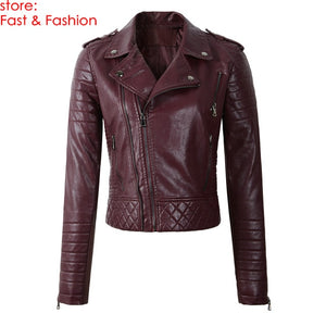 2020 New Fashion Women Spring Autumn Soft Faux Leather Jackets Lady Motorcyle Zippers Biker Blue Coats Black Outerwear Hot Sale