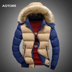 Men Down Jacket Winter New Male Casual Hooded Outwears Coat Warm Fur Parka Overcoat Men's Solid Thick Fleece Zipper Jackets 2019