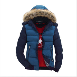 Men Down Jacket Winter New Male Casual Hooded Outwears Coat Warm Fur Parka Overcoat Men's Solid Thick Fleece Zipper Jackets 2019