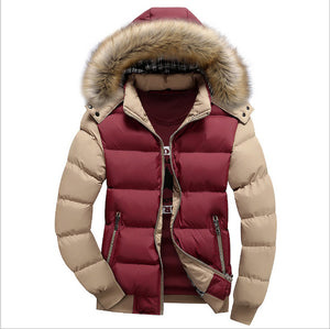 Men Down Jacket Winter New Male Casual Hooded Outwears Coat Warm Fur Parka Overcoat Men's Solid Thick Fleece Zipper Jackets 2019