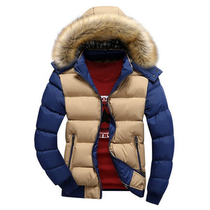 Men Down Jacket Winter New Male Casual Hooded Outwears Coat Warm Fur Parka Overcoat Men's Solid Thick Fleece Zipper Jackets 2019