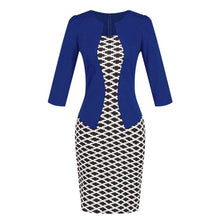 Load image into Gallery viewer, Hxroolrp 2019 New Style Hot Sales Women Colorblock Plaid Wear To Work Business Party Bodycon One-Piece Sash Dress  F1
