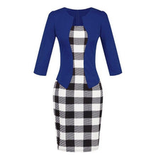 Load image into Gallery viewer, Hxroolrp 2019 New Style Hot Sales Women Colorblock Plaid Wear To Work Business Party Bodycon One-Piece Sash Dress  F1
