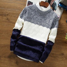 Load image into Gallery viewer, Manoswe Casual Long Sleeve Autumn Winter Sweater Men Korean Style Slim Knitted Blue Sweater Pullover Jumper Fashion Christmas
