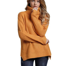 Load image into Gallery viewer, Casual Autumn Winter Turtleneck Sweater Women Loose Oversize Solid Knitted Sweaters Warm Long Sleeve Pullover Sweater Black Pink
