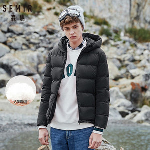 SEMIR Winter Jacket Men 2019 New Couples Thick Coats 90% Duck Down Ultra-light Slim Hooded Cotton-Padded Solid Outwear Man