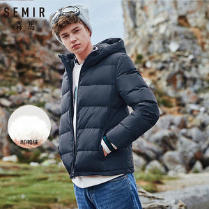 SEMIR Winter Jacket Men 2019 New Couples Thick Coats 90% Duck Down Ultra-light Slim Hooded Cotton-Padded Solid Outwear Man