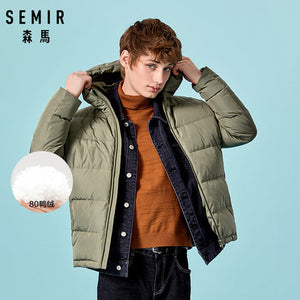 SEMIR Winter Jacket Men 2019 New Couples Thick Coats 90% Duck Down Ultra-light Slim Hooded Cotton-Padded Solid Outwear Man