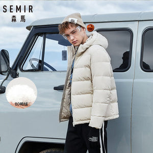 SEMIR Winter Jacket Men 2019 New Couples Thick Coats 90% Duck Down Ultra-light Slim Hooded Cotton-Padded Solid Outwear Man