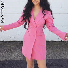 Load image into Gallery viewer, Fantoye Women White Blazer Coat Fashion V Neck Long Sleeve Office Ladies Blazer Suits 2019 Autumn Jacket Women's Tops Outerwear
