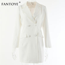 Load image into Gallery viewer, Fantoye Women White Blazer Coat Fashion V Neck Long Sleeve Office Ladies Blazer Suits 2019 Autumn Jacket Women's Tops Outerwear
