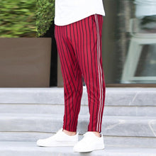 Load image into Gallery viewer, Men Casual Stripe Print Drawstring Elastic Waist Long Cargo Pants Trousers Streetwear Joggers Sweatpants Pantalon Homme
