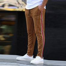 Load image into Gallery viewer, Men Casual Stripe Print Drawstring Elastic Waist Long Cargo Pants Trousers Streetwear Joggers Sweatpants Pantalon Homme
