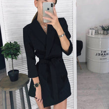 Load image into Gallery viewer, Women Vintage Sashes A-line Party Mini Dress Long Sleeve Notched Collar Solid Casual Elegant Dress 2019 Winter New Fashion Dress
