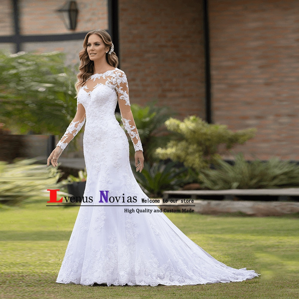 Vestido de Casamento Sexy Boho Wedding Dress 2020 Brautkleid Wedding Gown Vintage Lace Long Sleeve Wedding Dresses Robe Mariage