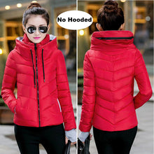 Load image into Gallery viewer, 2019 Winter Jacket women Plus Size Womens Parkas Thicken Outerwear solid hooded Coats Short Female Slim Cotton padded basic tops
