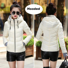 Load image into Gallery viewer, 2019 Winter Jacket women Plus Size Womens Parkas Thicken Outerwear solid hooded Coats Short Female Slim Cotton padded basic tops
