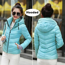 Load image into Gallery viewer, 2019 Winter Jacket women Plus Size Womens Parkas Thicken Outerwear solid hooded Coats Short Female Slim Cotton padded basic tops
